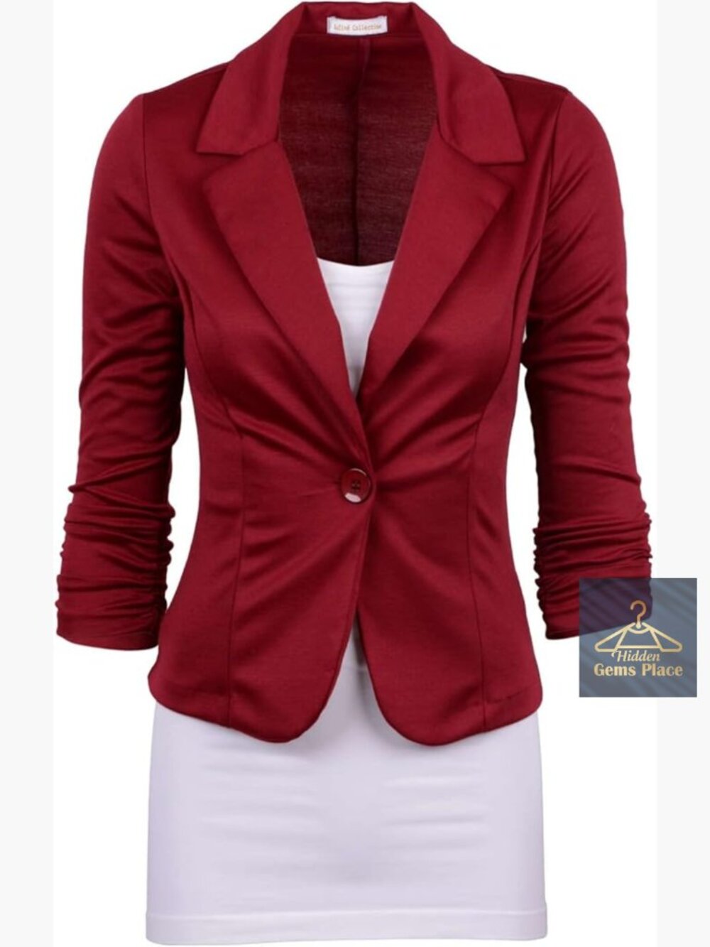 Women's Solid Knit Blazer 3/4 Sleeve Stretch Work - Picture 1 of 2